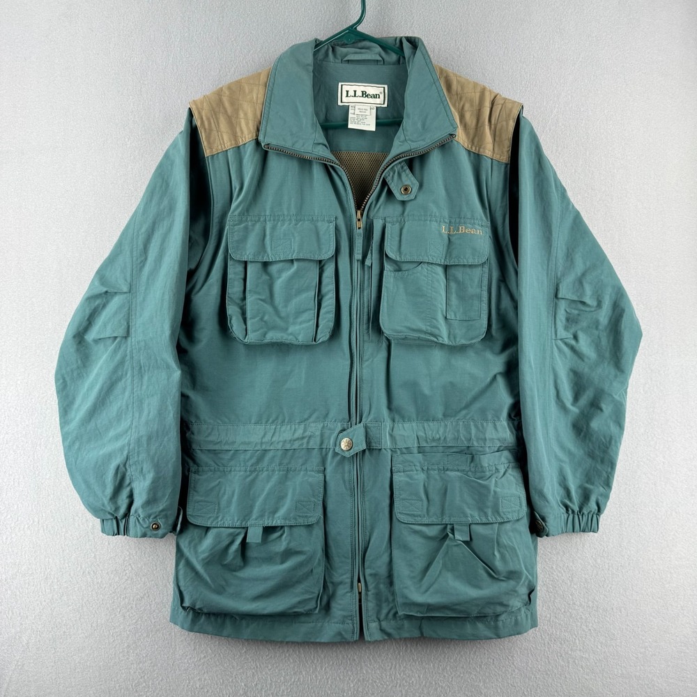 Vintage LL Bean Jacket Mens Medium Barn Chore‎ Fly Fishing Removable Sleeves 90s